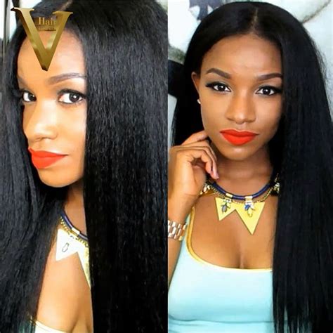 Italian Yaki Full Lace Wigs Yaki Straight Human Hair Wigs Virgin