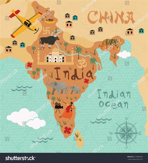 Cartoon Map India Kids Vector Có Sẵn Miễn Phí Bản Quyền 273889040