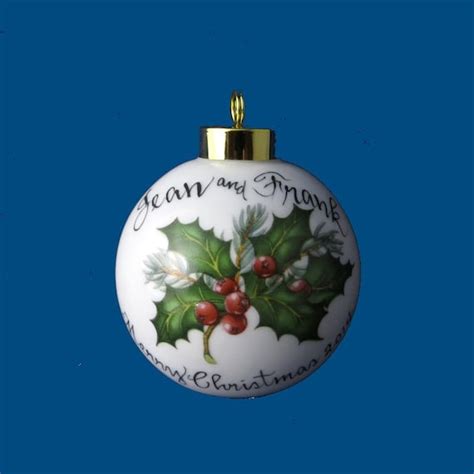 Personalized Hand Painted Christmas Ornament With Holly Etsy