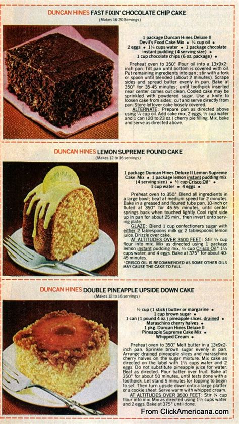 How to make cookies using cake mix. 6 dessert recipes with Duncan Hines cake mix (1978) - Click Americana
