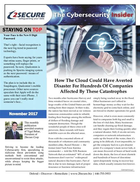2secure Corp The Cybersecurity Insider November 2017 Printed Newslett