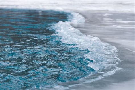 Flowing Water Frozen Lake Stock Image Image Of Arctic 43450801