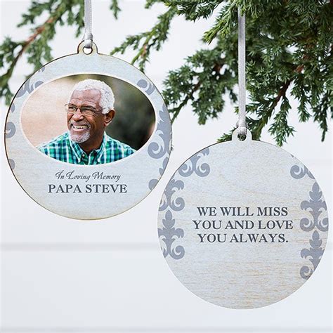 In Loving Memory Photo Memorial Ornament For Him 2 Sided Wood