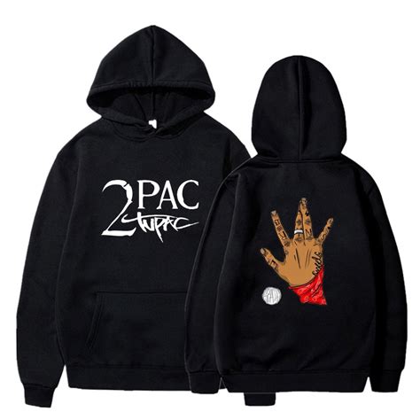 Tupac Outfit Gangsta Rap 2pac Hand Sign Print Hoodie Rapper Outfits