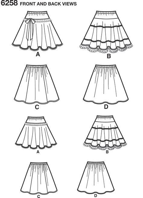 New Look Pattern 6258 Childs And Girls Circle Skirts Patterns And