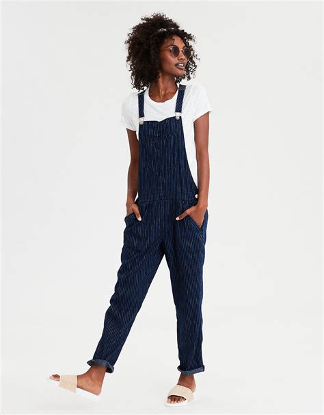 Ae Striped Soft Overall Indigo Railroad American Eagle Outfitters