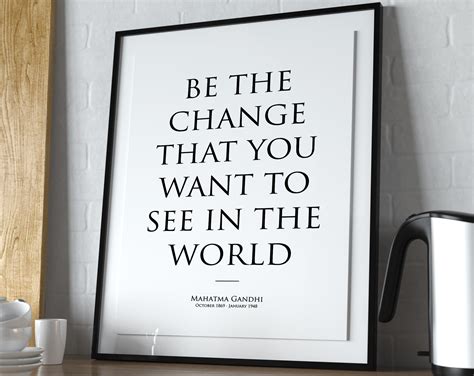 Mahatma Gandhi Poster Quote Be The Change You Wish To See Etsy