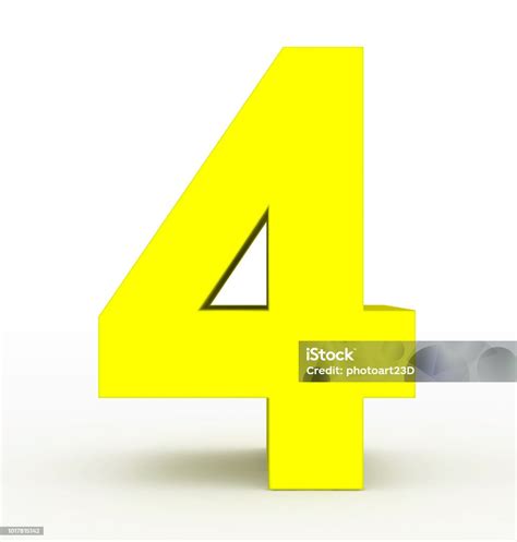 Number 4 3d Clean Yellow Isolated On White Stock Photo Download Image