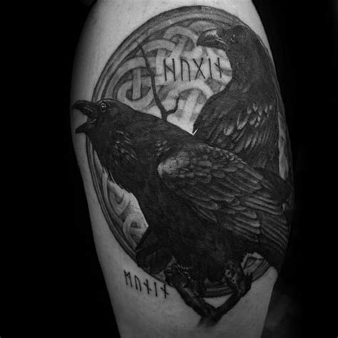 60 Odins Ravens Tattoo Designs For Men Huginn And