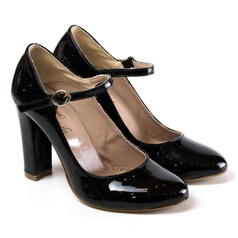 Mary Jane Black Patent Heels Fairymade Handcrafted By Myrto Kliafa