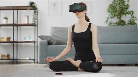 Yoga Practice In Vr Headset Stock Footage Videohive
