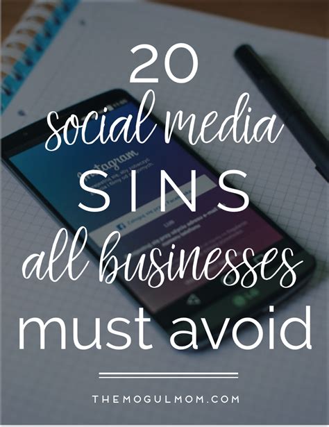 20 social media sins for businesses to avoid social media social media schedule social media
