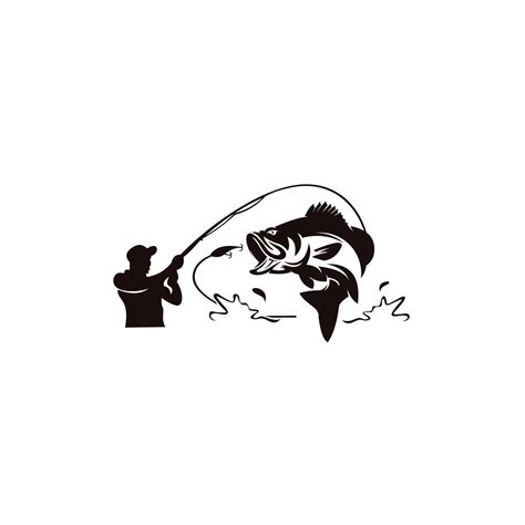 Fishing Logo Black And White Illustration Of A Fish Hunting For Bait