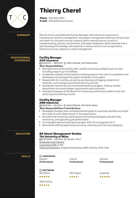 Facilities Manager Cv Example Guide And Cv Template