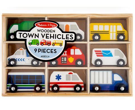 Melissa And Doug 9 Piece Wooden Town Vehicles Set Au