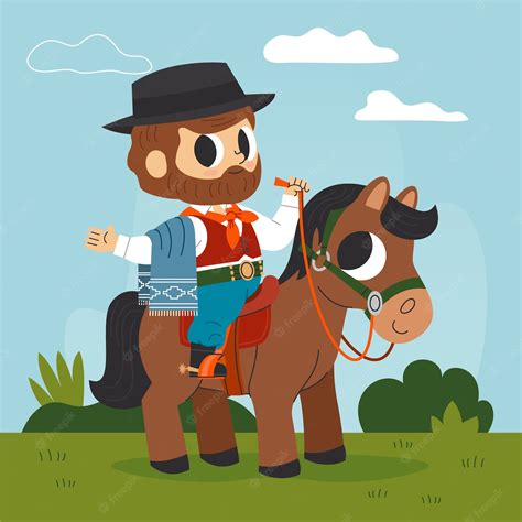 Handgezeichnete Gaucho Cowboy Illustration Kostenlose Vektor