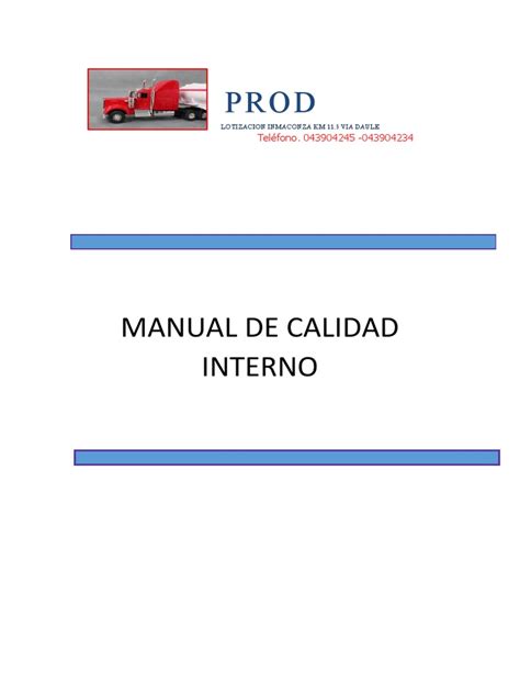 Manual De Calidad Interno Pdf Calidad Comercial Sistema De