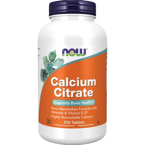 Now Foods Calcium Citrate 250 Tabs Swanson Health Products