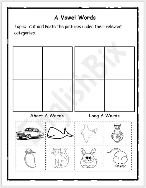 Vowel A Sound Words Sorting Worksheet Englishbix