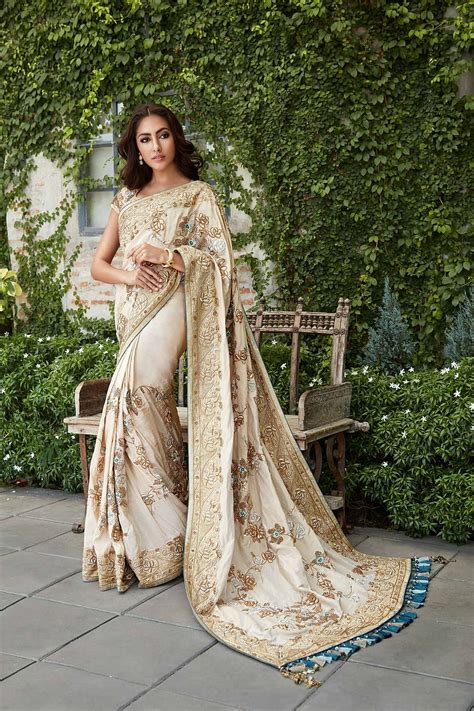 Woman Brown Floral Sari Traditional Dress Buy Sarees Online In