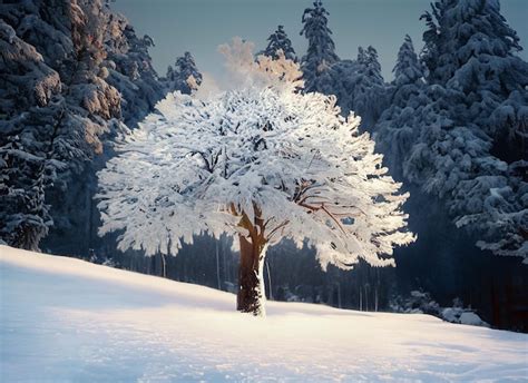 Premium Ai Image Magical Winter Snow Covered Tree