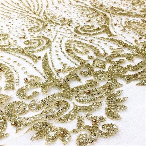 Stella Metallic Gold Glitter Tulle Mesh Lace Dress Fabric Fabric By