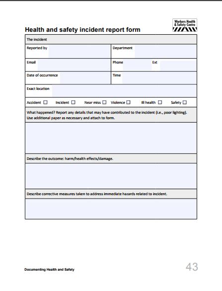 Incident Hazard Report Form Template Templates Example