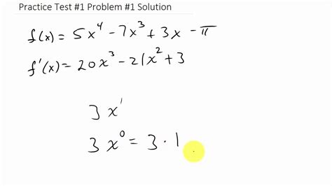 Derivative Practice Test 1 Problem 1 Solution Youtube