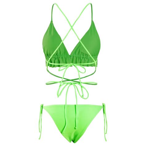 2021 Bikinis Set In X Sexy String Micro Bikini 2021 Ruffles Swimsuit Female Neon Green Push Up