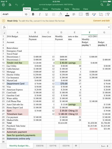 Personal Finances Budget Template Database