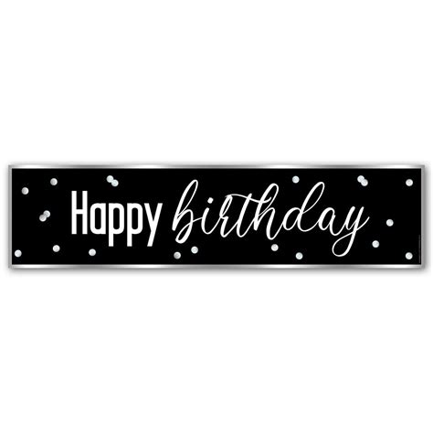 Glitz Black And Silver Happy Birthday Banner 12m Party Packs