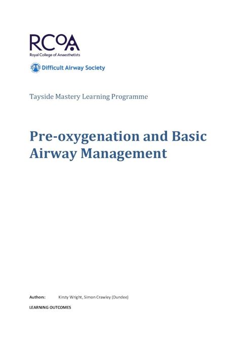 Pdf Pre Oxygenation And Basic Airway Management Final