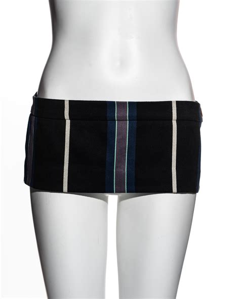 Vivienne Westwood Striped Wool Café Society 6 Inch Micro Mini Skirt Ss