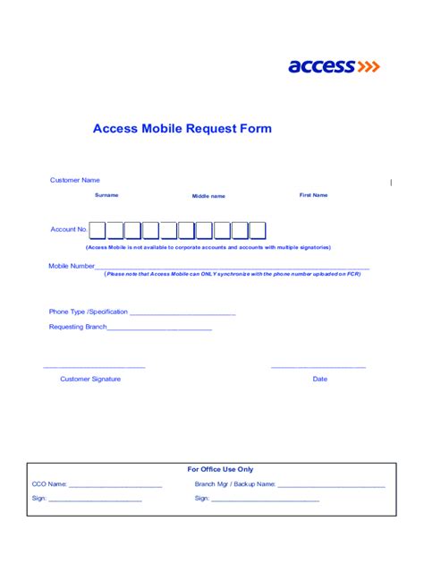 Fillable Online Access Mobile Request Form Fax Email Print Pdffiller