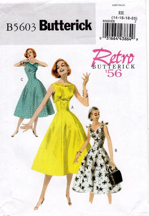 Retro Dress Pattern Butterick Dress Patterns Flare Dress Pattern