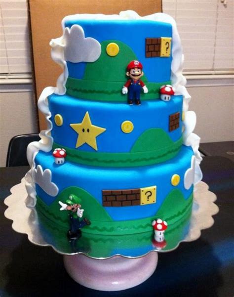 More mario.super mario brothers themed birthday party. Nintendo Mario Brothers 3 Tier Birthday Cake with Luigi ...