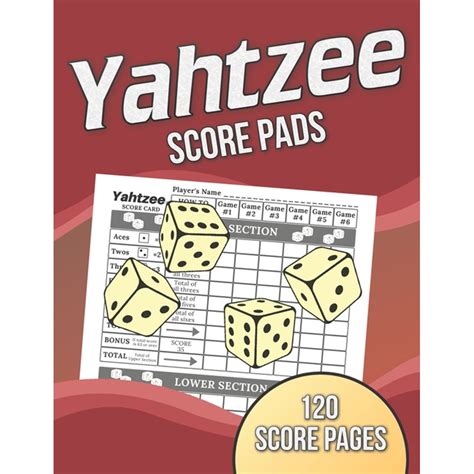 Yahtzee Score Pads 120 Score Pages Large Print Size 85 X 11 In