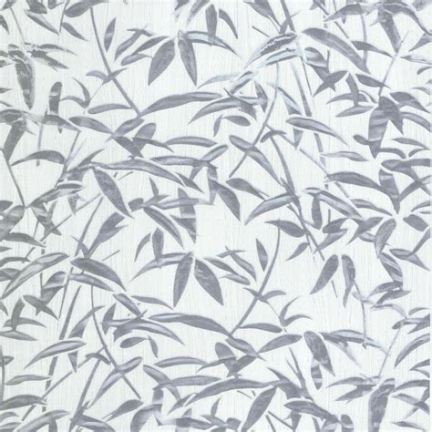 Milano Glitter Bamboo Leaf Silver Wallpaper Fine Decor