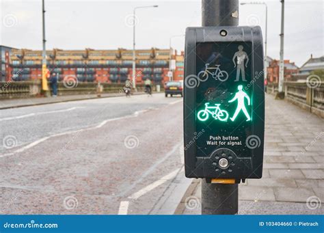 Green Man Signal At A Typical Pedestrian Crossing In Uk Editorial Image