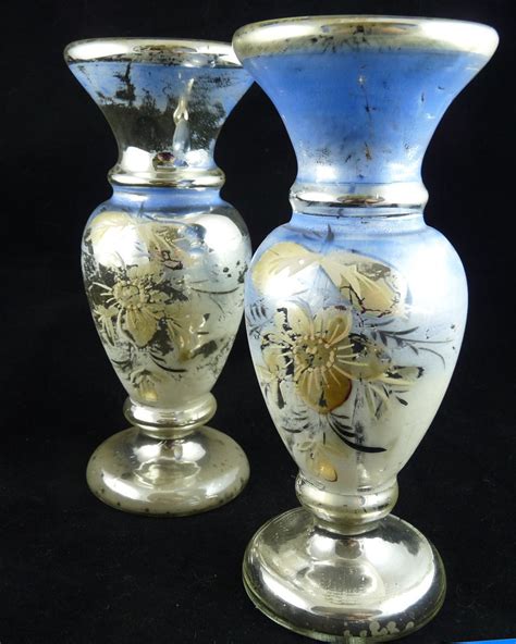 Pair Of Victorian Mercury Glass Vases Mercury Glass Vase Mercury