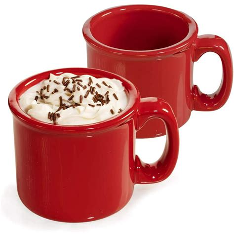 Red Coffee Mug Ceramic Set Of 2 Cozy Hot Tea Milk Chocolate Cocoa