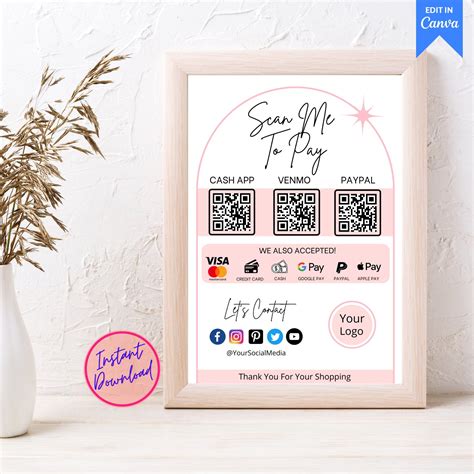 Editable Scan To Pay Template Printable Qr Code Sign Scan To Pay Sign