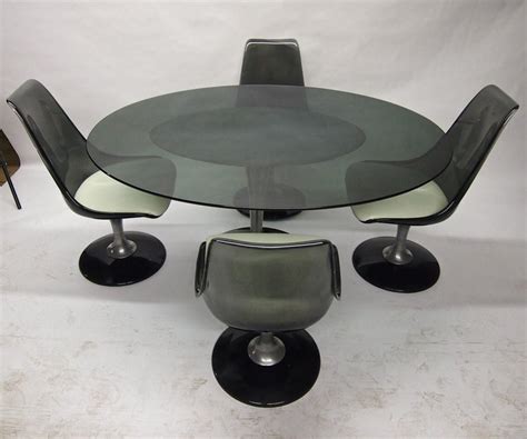 Oval Dining Set With Four Swivel Chairs By Chromcraft Circa 1970