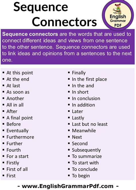 Sequence Connectors Definition And Examples With Pdf English