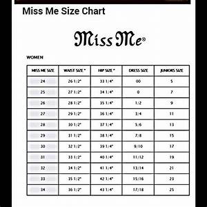 Miss Me Jean Size Chart