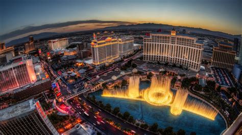 Las Vegas Building Landscape Fountain Mountains City Cityscape