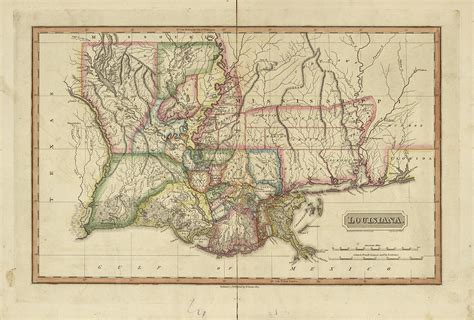 Antique Map Of Louisiana Painting By Fielding Lucas Fine Art America