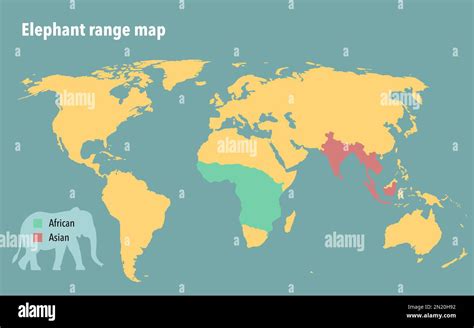 Modern Range Map Of Elephants In The World Stock Photo Alamy