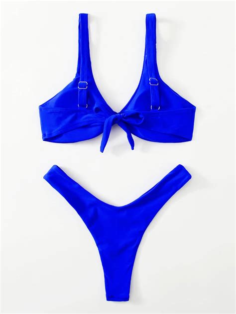 Solid Tie Sexy Bikini 2021 Hot Sale Padded Bra High Leg Bandage Push Up Bikini Set Brazilian