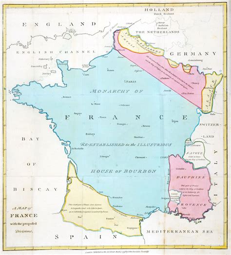 British Map With The Proposed Divisions Of France After The Revolution